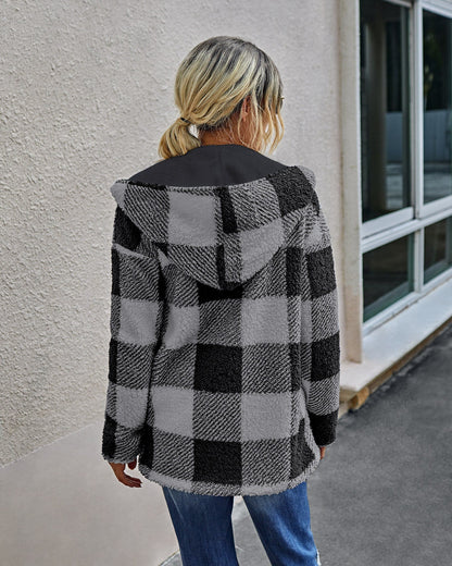 Plaid Fur-lined Reversible Hooded Coat