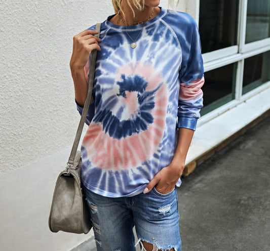 Tie Dye Cozy Comfort Sweatshirt | Casual Woven Top - Women's | long sleeve top, Top, tops | Elings