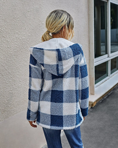 Plaid Fur-lined Reversible Hooded Coat