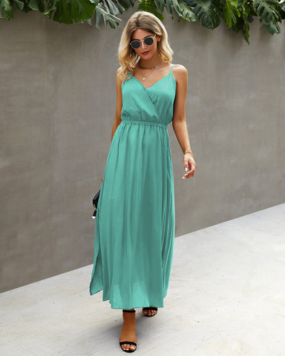 Elegant V-Neck Ruffle Maxi Dress