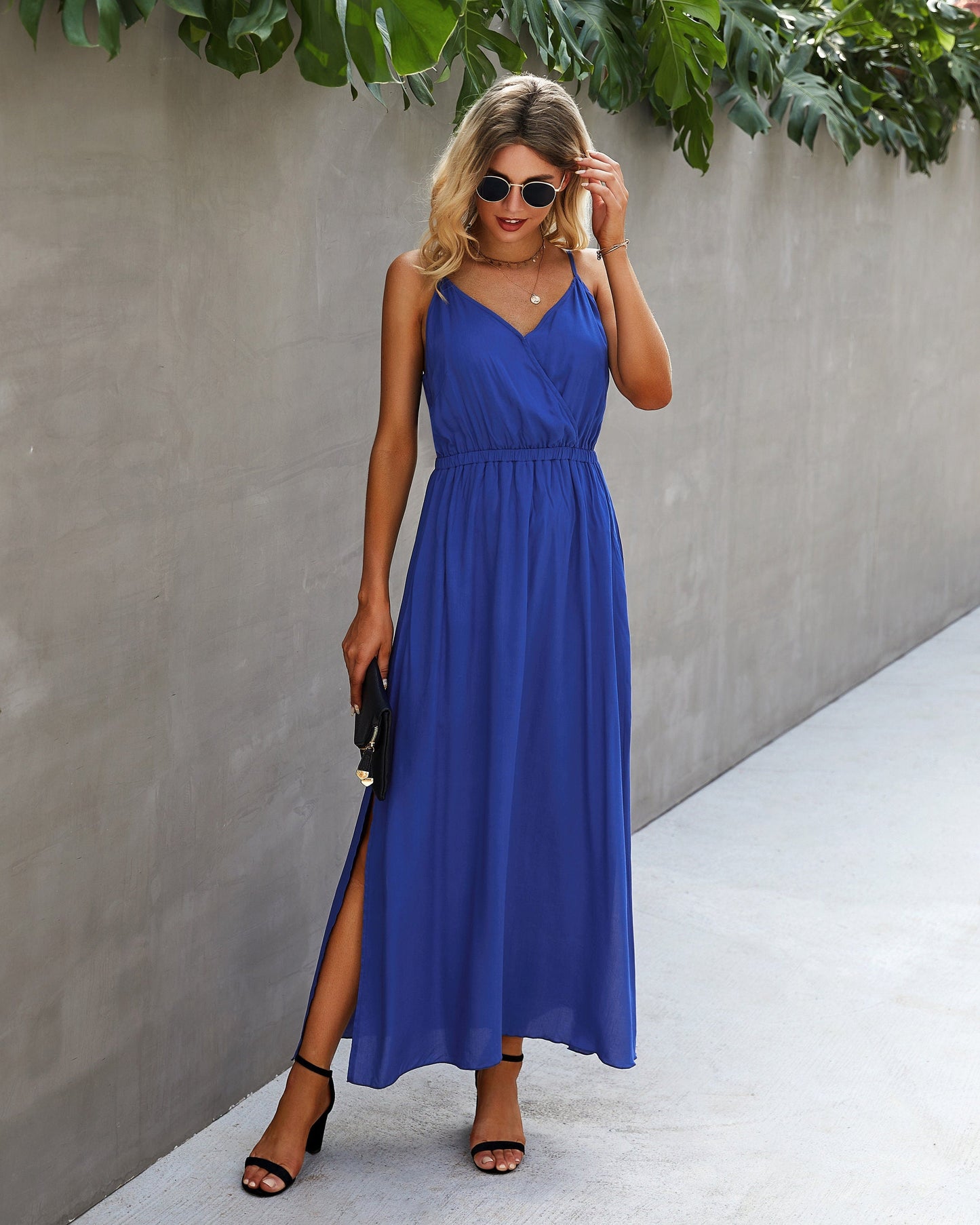 Elegant V-Neck Ruffle Maxi Dress