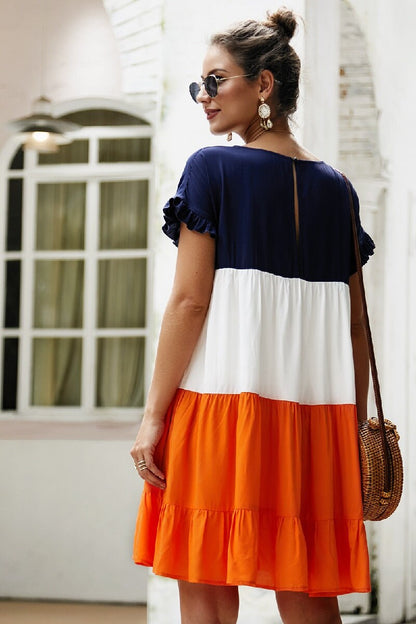 Colorful Ruffle Swing Dress