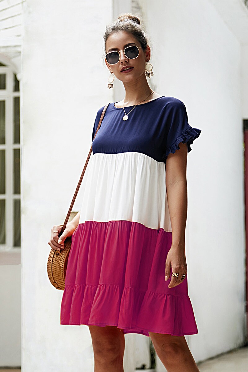 Colorful Ruffle Swing Dress