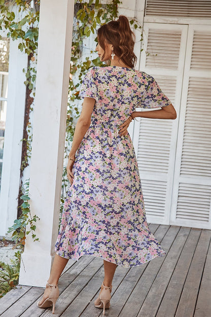 Floral Dream V-Neck Midi Dress