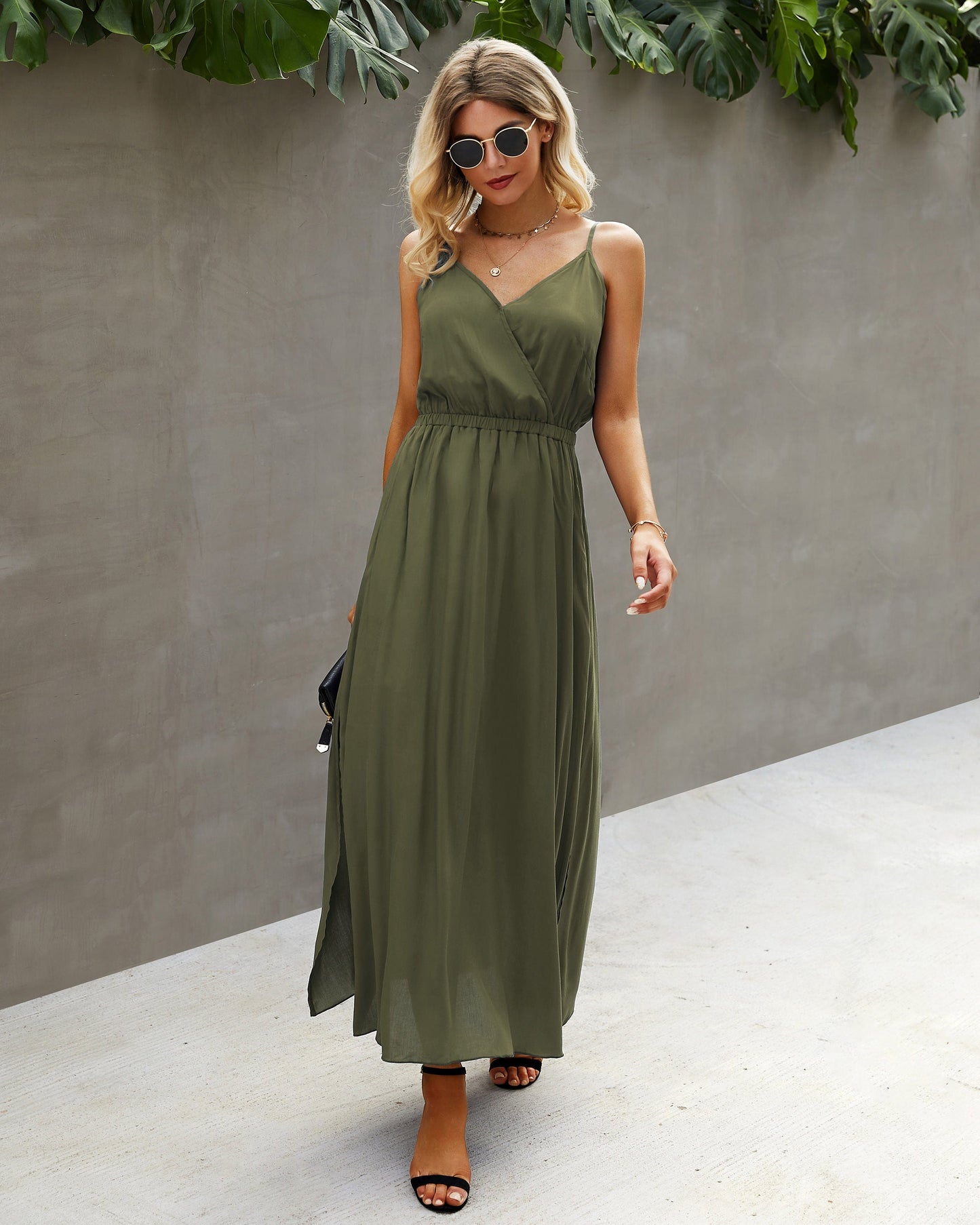 Elegant V-Neck Ruffle Maxi Dress