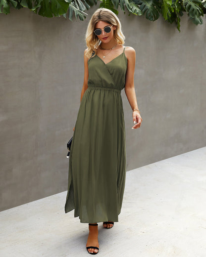 Elegant V-Neck Ruffle Maxi Dress