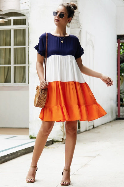 Colorful Ruffle Swing Dress