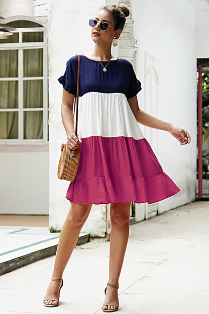 Colorful Ruffle Swing Dress