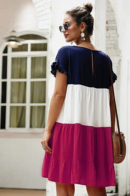 Colorful Ruffle Swing Dress