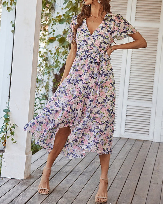 Floral Dream V-Neck Midi Dress | Dress - Women's | 2023, Dress, LK, midi dress, New Arrivals | Elings