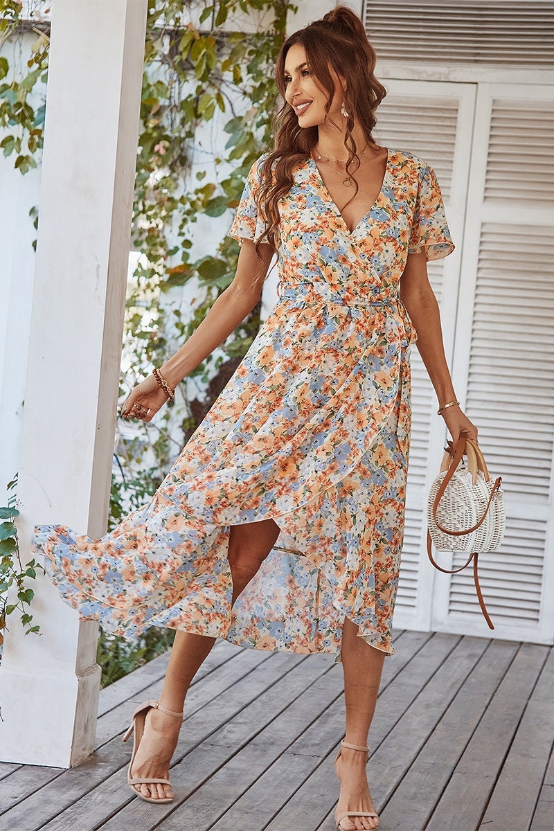 Floral Dream V-Neck Midi Dress