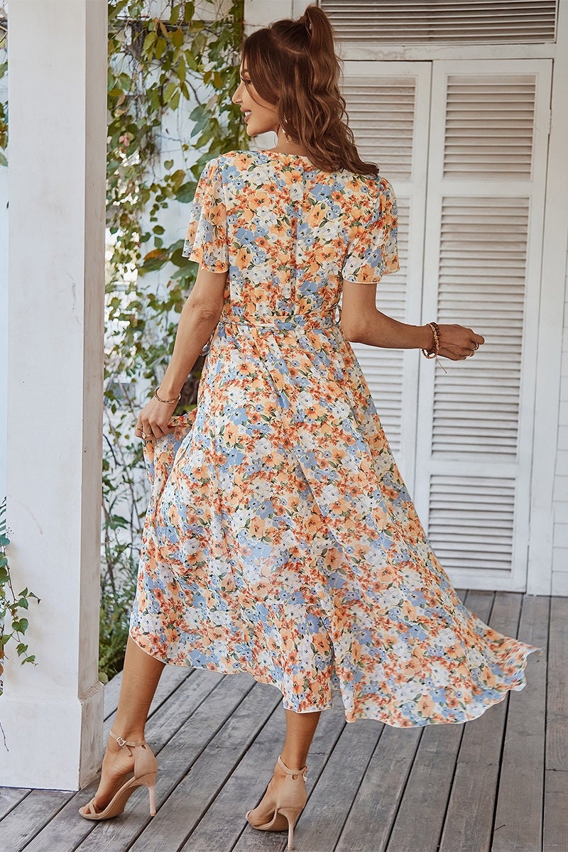 Floral Dream V-Neck Midi Dress