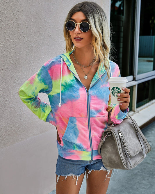 Trendy Tie Dye Zip Hoodie | Hoodie - Women's | 2024, Hoodie | Elings