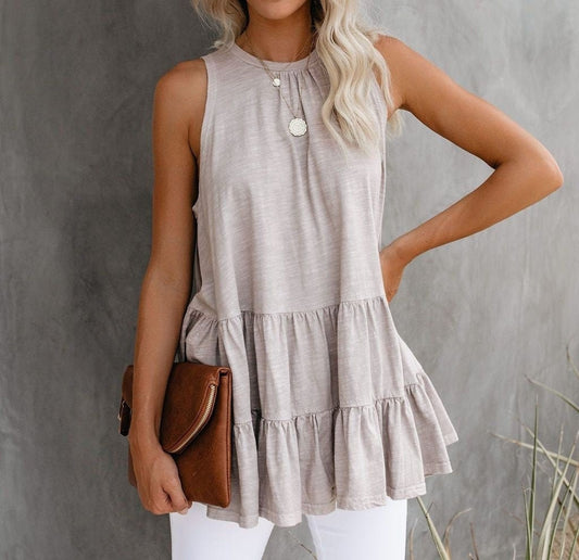 Romantic Ruffle Tank | Tank Top (Not Printed) - Women's | best sellers, New Arrivals, short sleeve top, Top | Elings