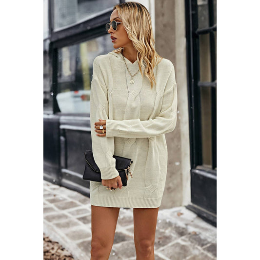 Knit Cross Elastic Fit Solid Hoodie Dress | Dress - Women's | above the knee, Dress, F, LK, new arrival, S | Elings