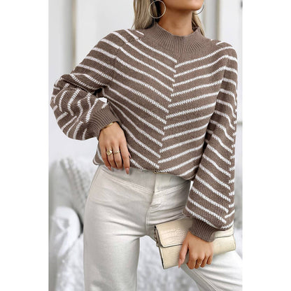 Knit Strip Color Block Loose Long Sleeves Sweater