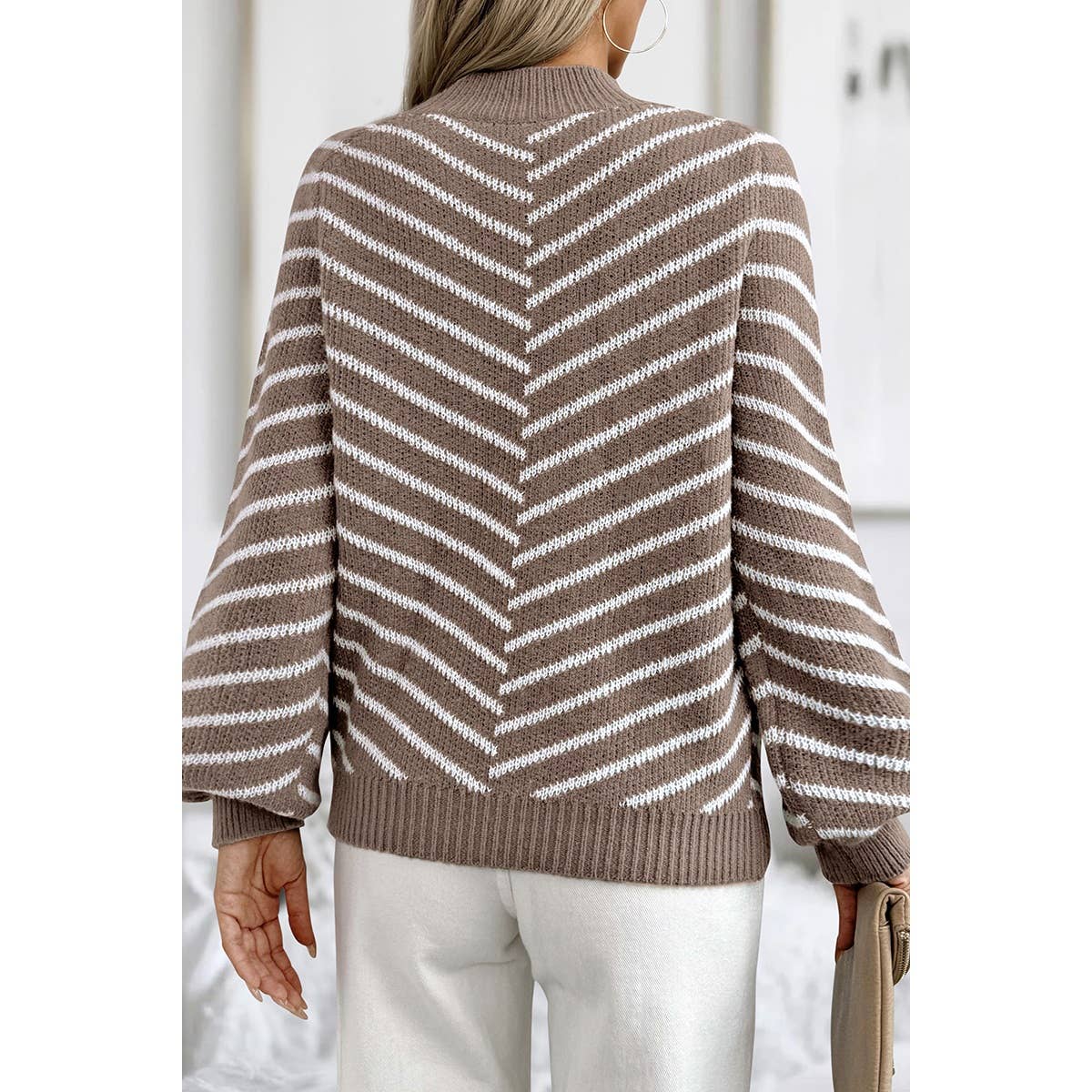 Knit Strip Color Block Loose Long Sleeves Sweater