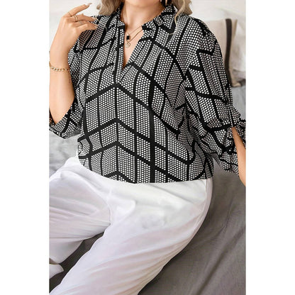 Plus Dot Print Loose Fit Half Sleeves Blouse - MVTFASHION.COM