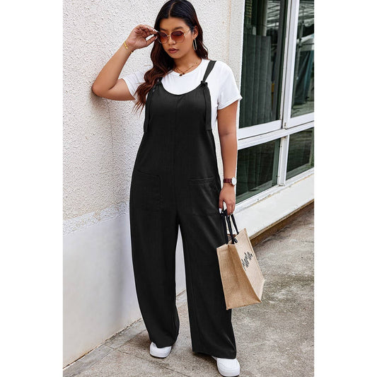 Plus Sleeveless Loose Fit Solid Pockets Jumpsuit | Jumpsuit - Women's | F, new arrival, plus, plus jumpsuit, shoppe247 | Elings