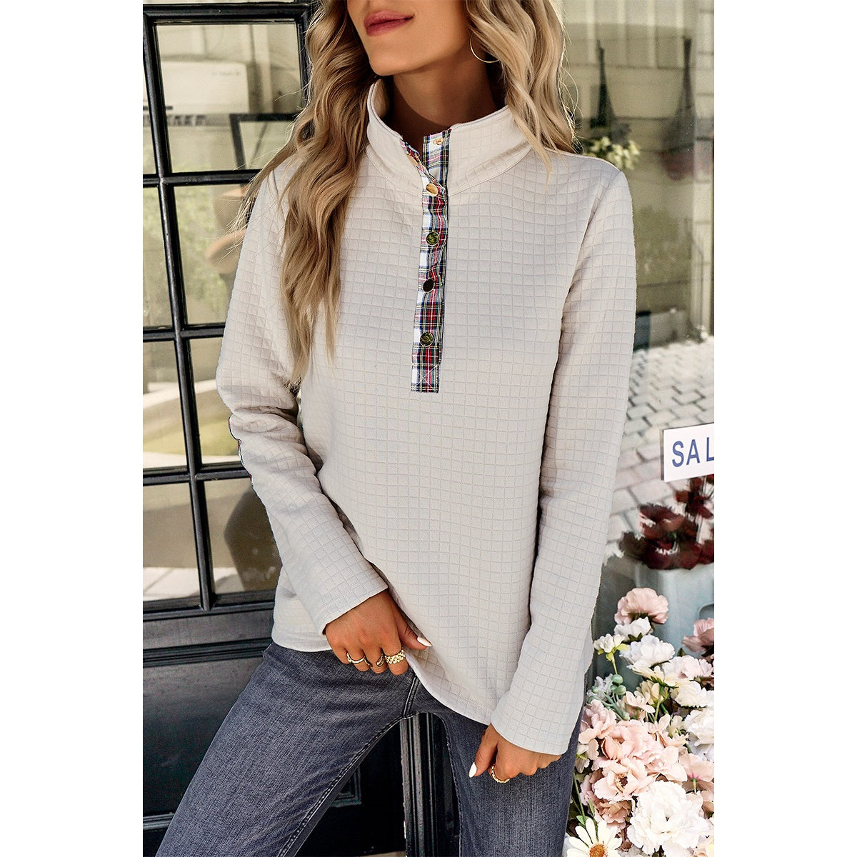 Plaid Loose Fit Knit Sweater | Pullover Sweater - Women's | 2023, fall and winter, Just arrived, plaid, SWEATER | Elings