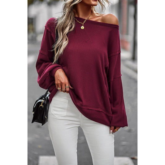 Solid Knit Color Block Loose Fit Top | Knit Top - Women's | 2024, sale draft | Elings