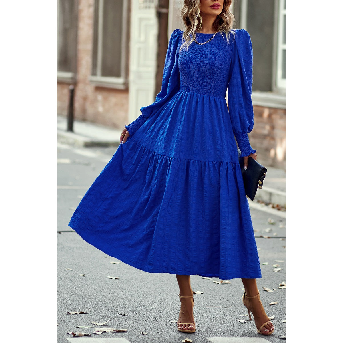 Ruffled Elegance Long Dress | Dress - Women's | Dress, LK, midi dress | Elings