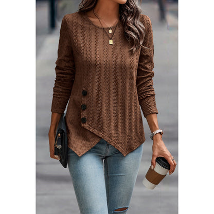 Comfy Chic Buttoned Boat Neck Knit Top | Casual Woven Top - Women's | long sleeve top, Top, tops | Elings