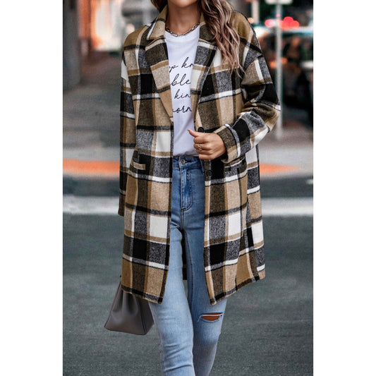 Plaid Print Long Body Front Open Suit Coat | Coat - Women's | 2023, Coat, fall and winter, New Arrivals, plaid | Elings