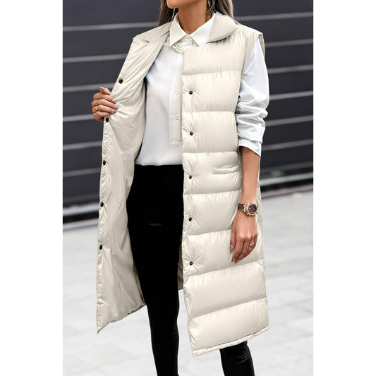 Solid Button Down Puff Vest Padded Jacket | Coat - Women's | F, Jacket, new arrival, shoppe247, vest | Elings