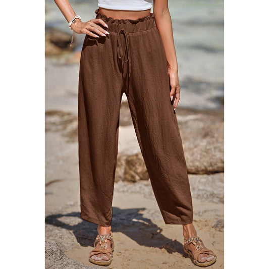 Solid Casual Belt Chiffon Elastic Waist Pants | Pants - Women's | new arrival, New Arrivals, pant | Elings