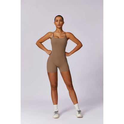 Square Neck Bodysuit Cross Back Straps Yoga Romper