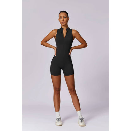 Tie Backless Halter Unitard Half Zipper Romper | Jumpsuit - Women's | eb bottoms, eb sports, F, new arrival, shoppe247 | Elings